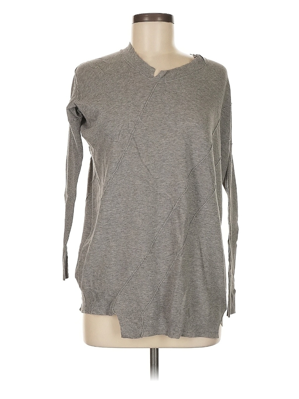 All Saints Gray Scoop Neck Knit Pullover